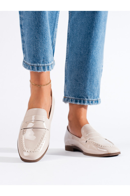 Mocassins femme laqués beige Shelovet