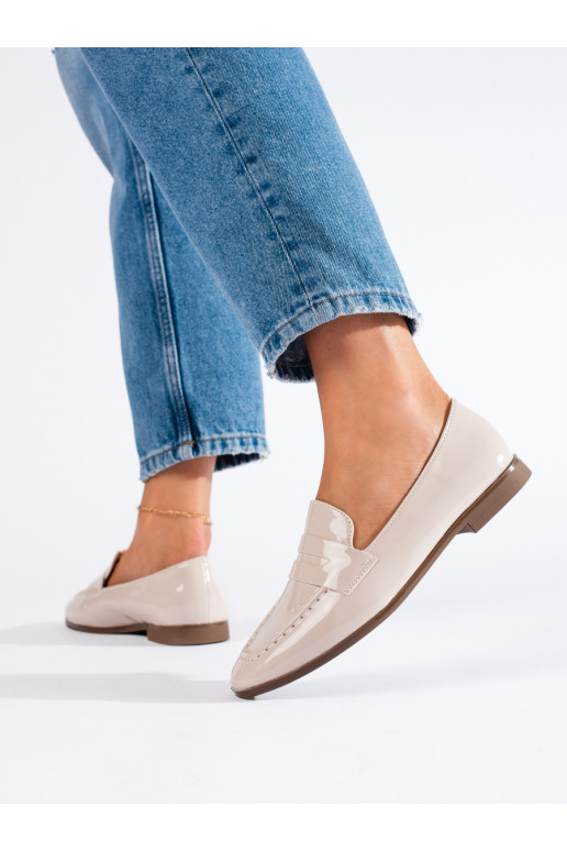 Mocassins femme laqués beige Shelovet