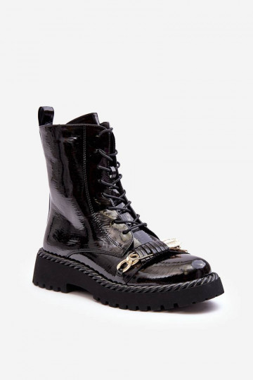 Bottines laquées avec ornements en noir S.Barski 2