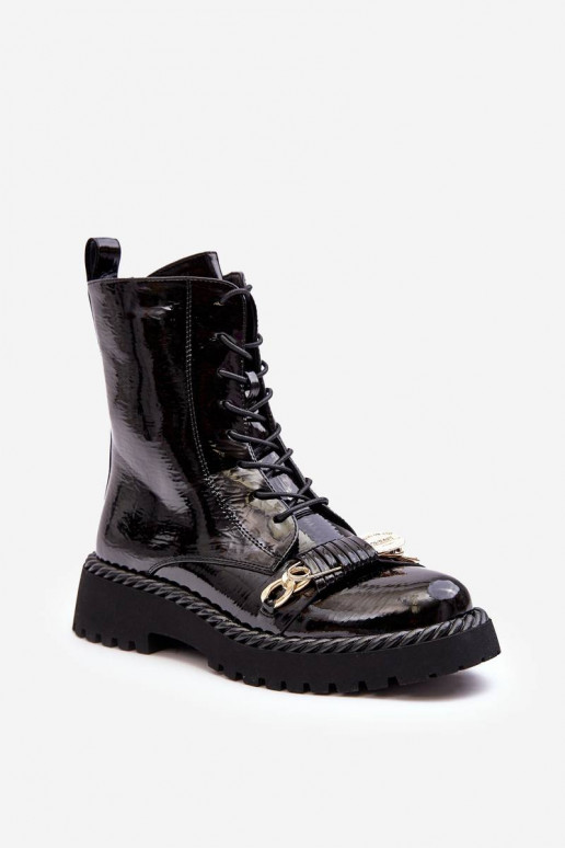 Bottines laquées avec ornements en noir S.Barski