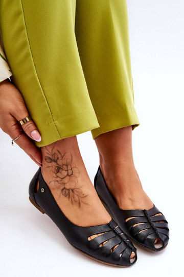 Ballerines confortables en cuir naturel de couleur noire Lemar Luka 2