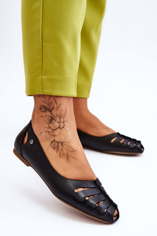 Ballerines confortables en cuir naturel de couleur noire Lemar Luka