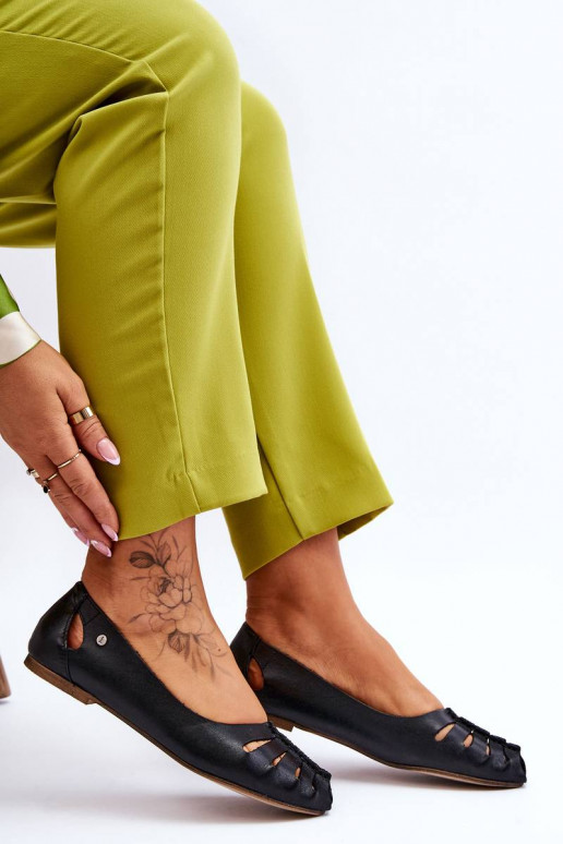 Ballerines confortables en cuir naturel de couleur noire Lemar Luka