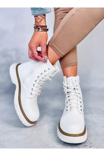 Bottines à lacets de couleur blanche PEDDY WHITE 2