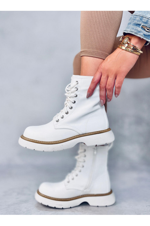 Bottines à lacets de couleur blanche PEDDY WHITE