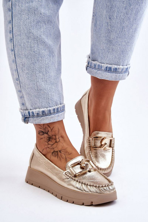 Mocassins à plateforme ornés d'or par... Mocassins à plateforme ornés d'or par...