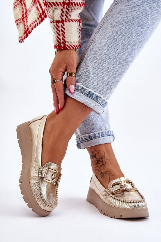 Mocassins à plateforme ornés d'or par... Mocassins à plateforme ornés d'or par...