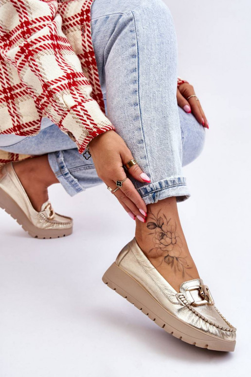 Mocassins à plateforme ornés d'or par... Mocassins à plateforme ornés d'or par...