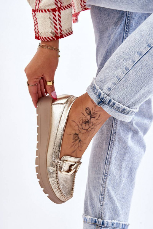 Mocassins à plateforme ornés d'or par... Mocassins à plateforme ornés d'or par...