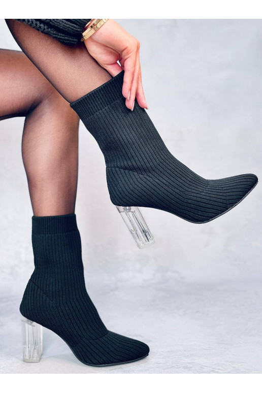 Bottines stylées à talon transparent DESTANI NOIR