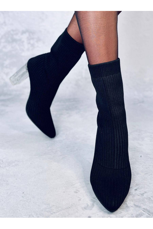 Bottines stylées à talon transparent DESTANI NOIR