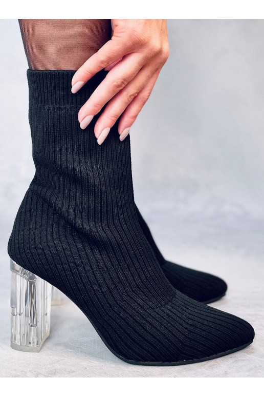 Bottines stylées à talon transparent DESTANI NOIR