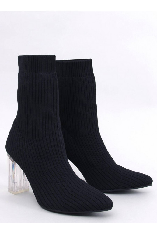 Bottines stylées à talon transparent DESTANI NOIR