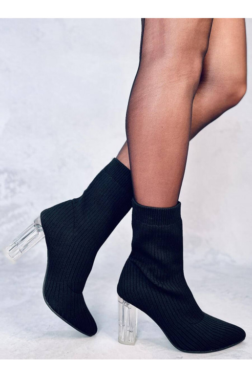 Bottines stylées à talon transparent DESTANI NOIR
