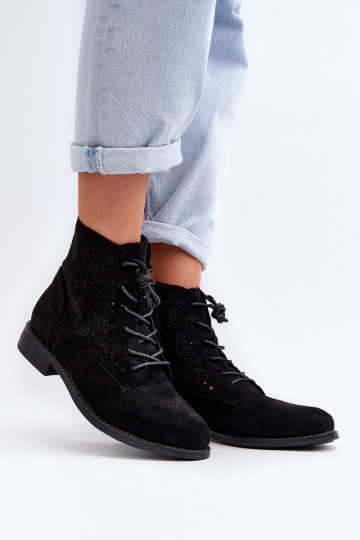 S.Barski Boots noires à motifs