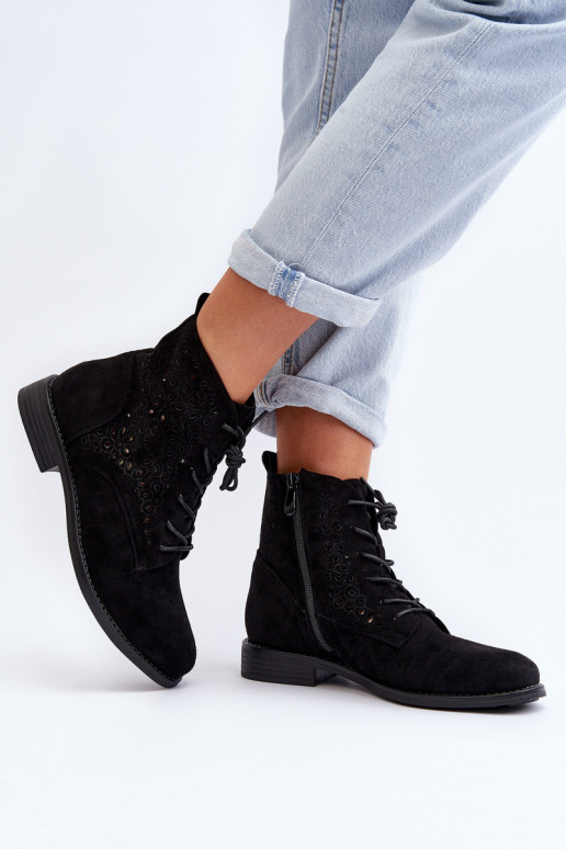 S.Barski Boots noires à motifs