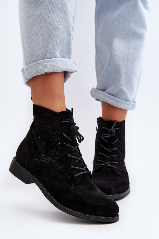 S.Barski Boots noires à motifs
