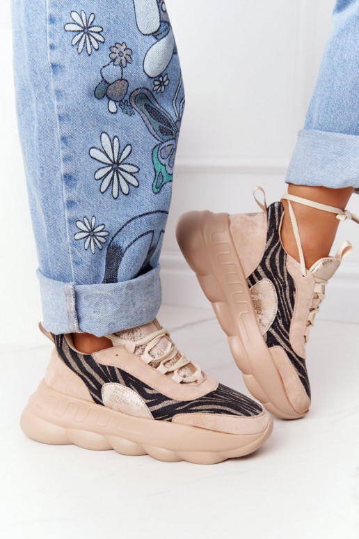 Chaussures de sport à plateforme Lu Boo beige