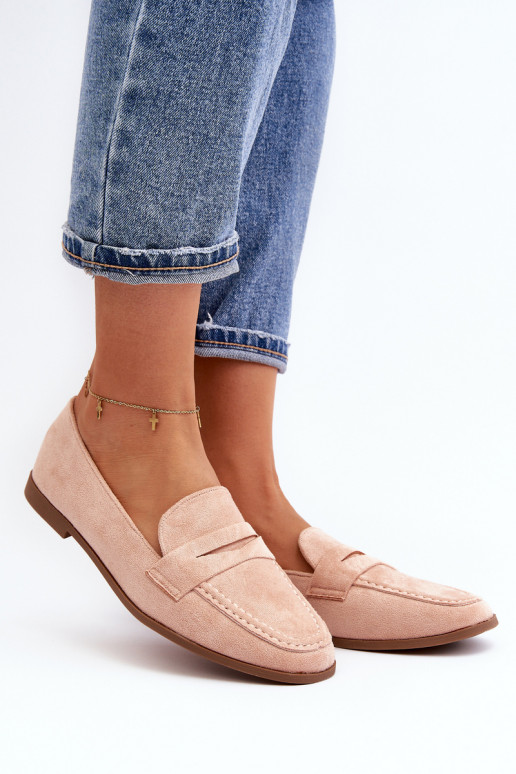 Mocassins modèle classique de couleur rose Olevin