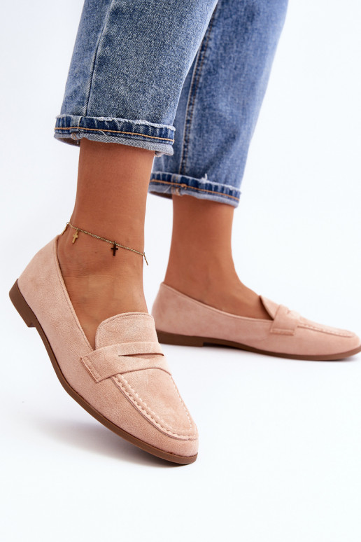 Mocassins modèle classique de couleur rose Olevin