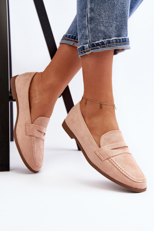 Mocassins modèle classique de couleur rose Olevin
