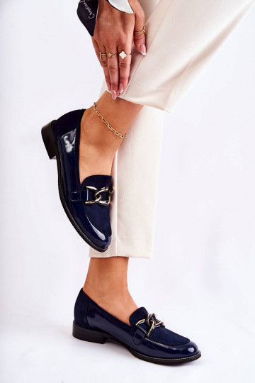 Mocassins modèle classique avec chaînes Laura Messi bleu foncé 2