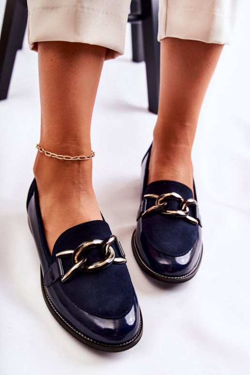Mocassins modèle classique avec chaînes Laura Messi bleu foncé