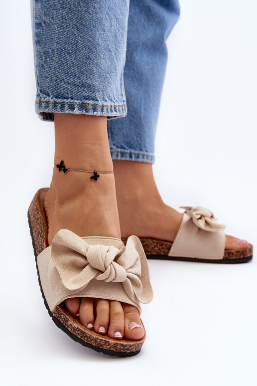 Chaussons femme avec ruban beige Ezephira