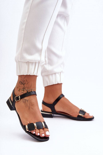 Sandales pour femmes à talons décorés de couleur noire Adissa 2