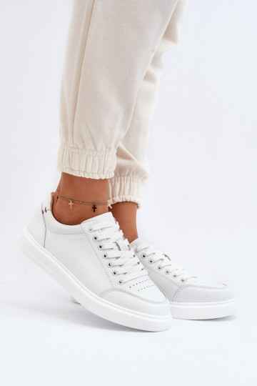 Baskets modèle chaussures cuir naturel couleur blanc Dimpna 2