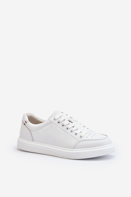 Baskets modèle chaussures cuir naturel couleur blanc Dimpna