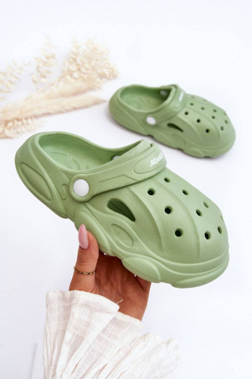 Chaussons enfant type Crocs de couleur vert Cloudy