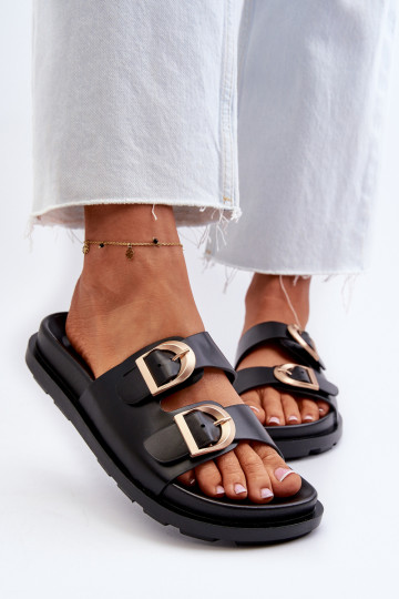 Chaussons noirs en simili...