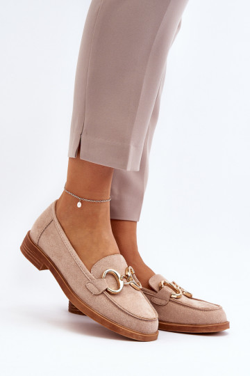 Mocassins élégants en daim avec ornements beige Echonesa 2