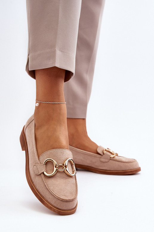 Mocassins élégants en daim avec ornements beige Echonesa