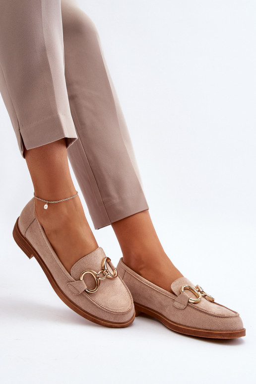 Mocassins élégants en daim avec ornements beige Echonesa
