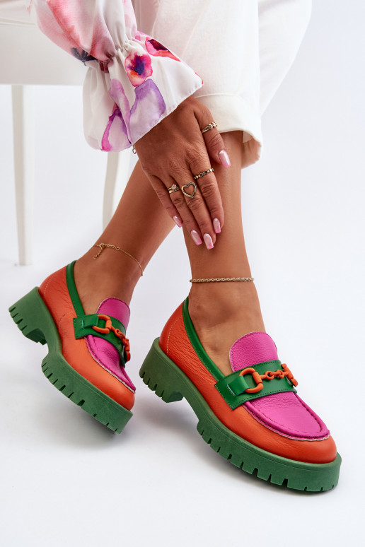 Mocassins CheBello orange avec ornements Mocassins CheBello orange avec ornements