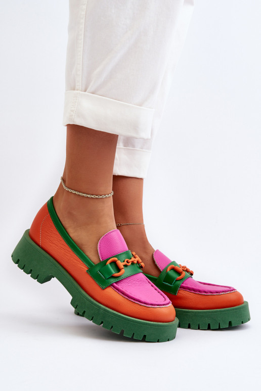 Mocassins CheBello orange avec ornements Mocassins CheBello orange avec ornements