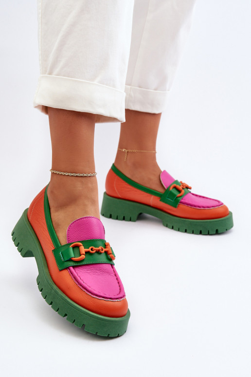 Mocassins CheBello orange avec ornements Mocassins CheBello orange avec ornements