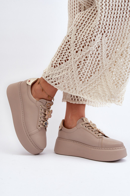 Baskets modèle chaussures avec de beaux détails CheBello 4292 beige