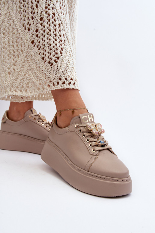 Baskets modèle chaussures avec de beaux détails CheBello 4292 beige