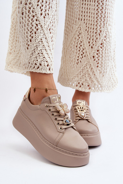 Baskets modèle chaussures avec de beaux détails CheBello 4292 beige