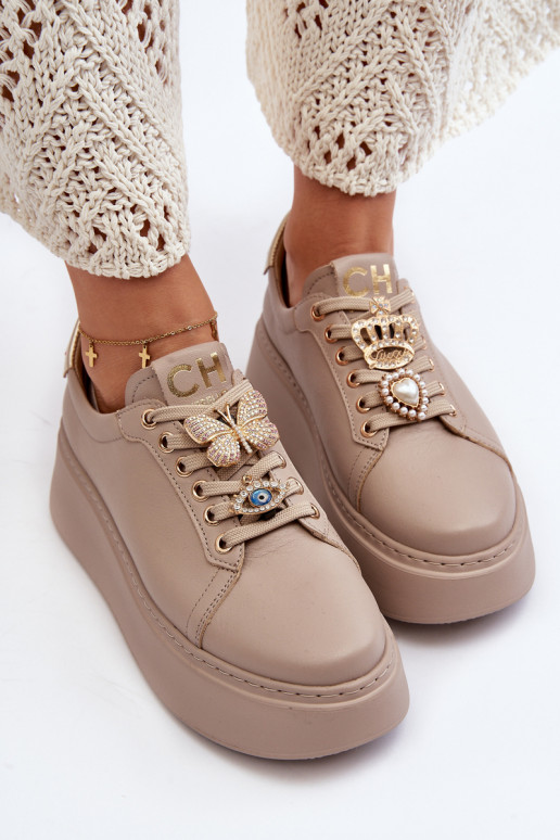Baskets modèle chaussures avec de beaux détails CheBello 4292 beige
