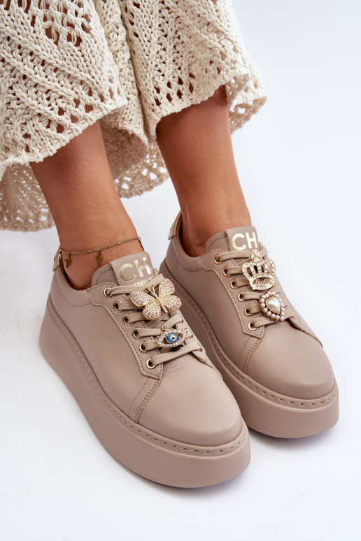 Baskets modèle chaussures avec de beaux détails CheBello 4292 beige