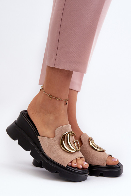 Chaussons femme beige Iaria