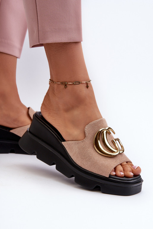 Chaussons femme beige Iaria