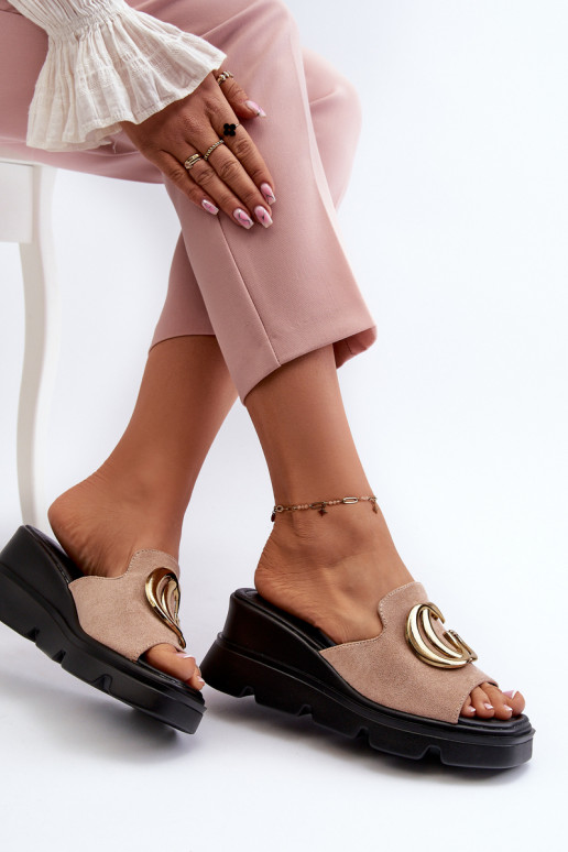 Chaussons femme beige Iaria