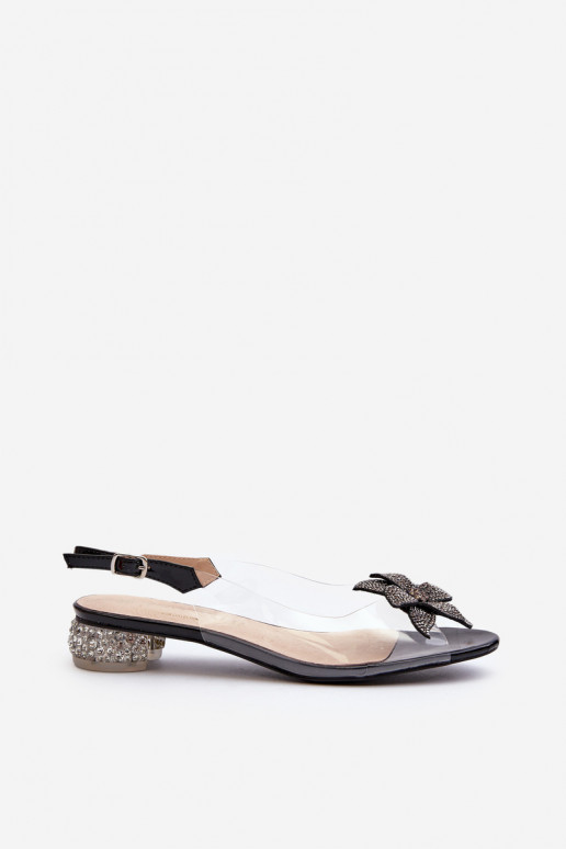 Sandales Perregimi à talon bas avec ornements de couleur noire D&A