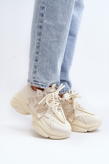 Baskets modèle chaussures à semelles massives tendance beige Windamella