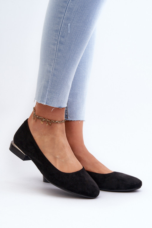 Chaussures à talons bas en daim pour femmes noires par Sergio Leone